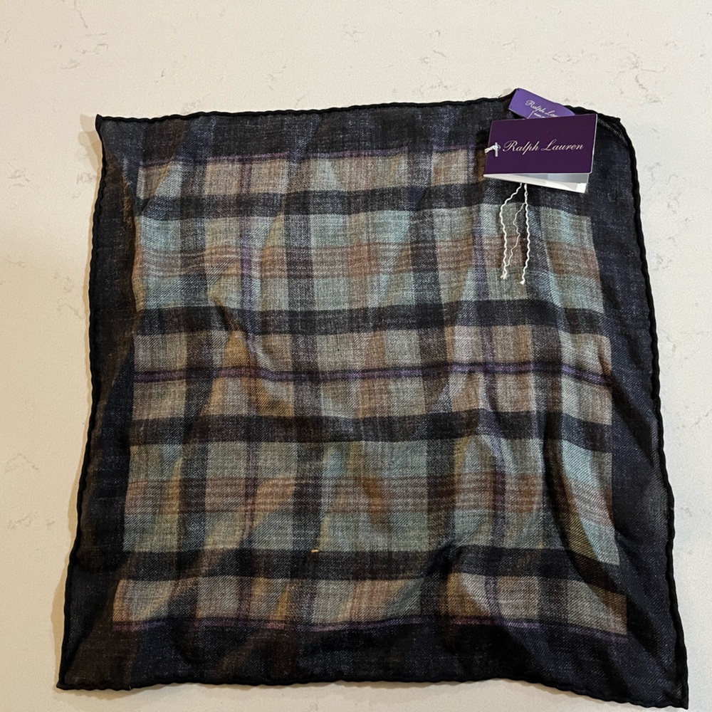 Polo Ralph Lauren purple label tartan wool-cashmere pocket square